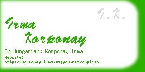 irma korponay business card